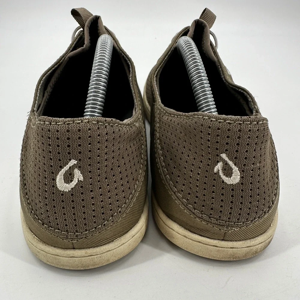 OluKai Nohea Moku Mens Olive Brown Mesh Boat Shoes Sneakers Size 10 Casual Slip